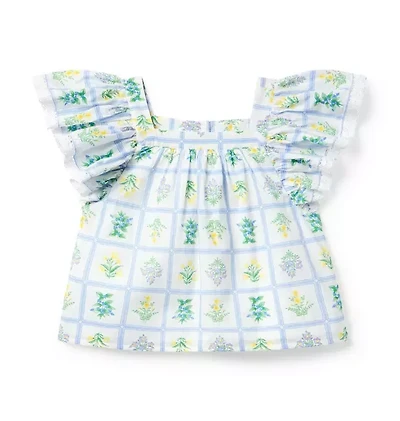 Floral Flutter Sleeve Top