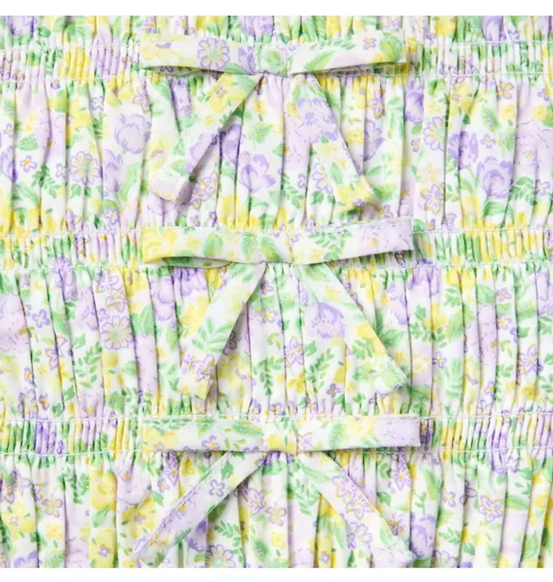 Smocked Floral Bow Top