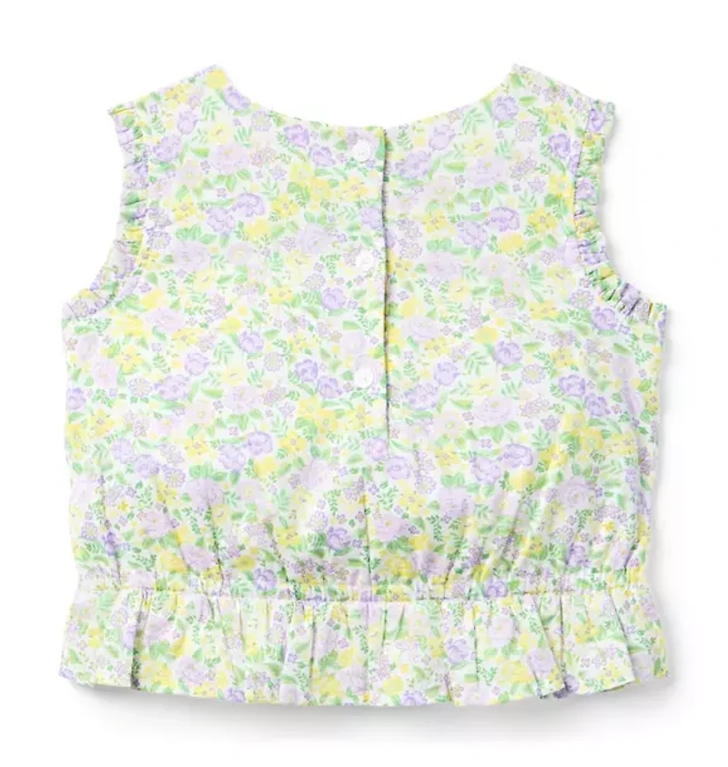 Smocked Floral Bow Top