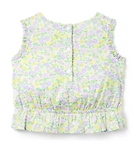 Smocked Floral Bow Top