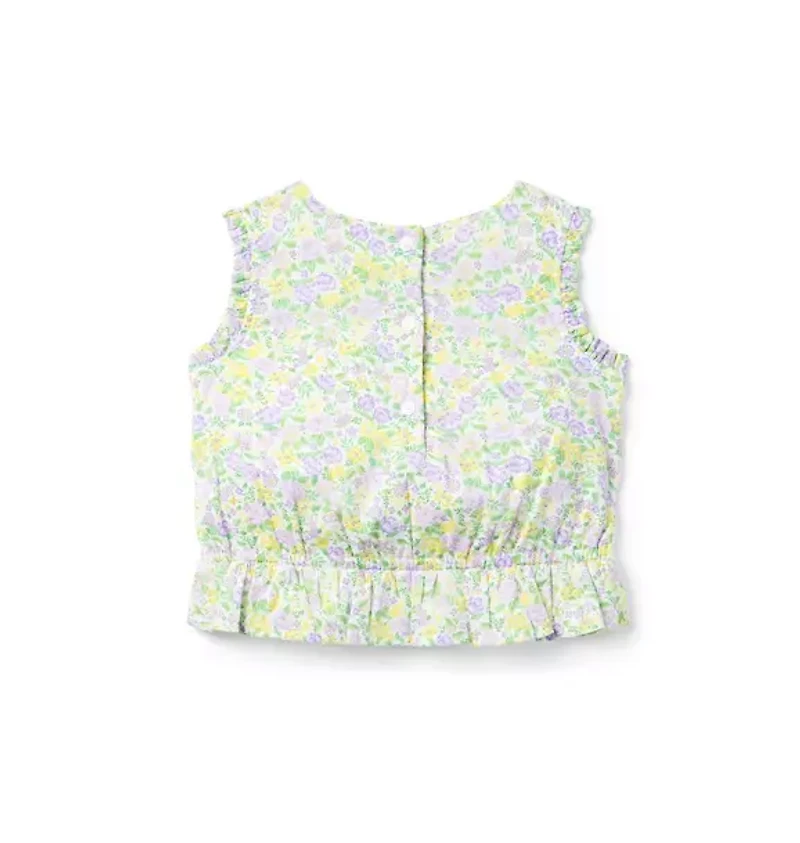 Smocked Floral Bow Top