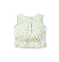 Smocked Floral Bow Top