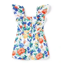 Floral Crochet Trim Romper