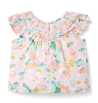 Floral Smocked Ruffle Top