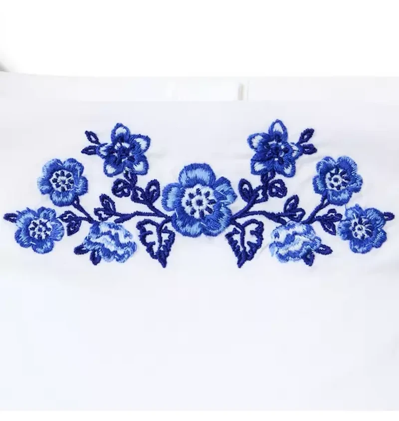 Embroidered Floral Puff Sleeve Top