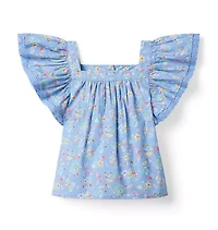 Floral Flutter Sleeve Top