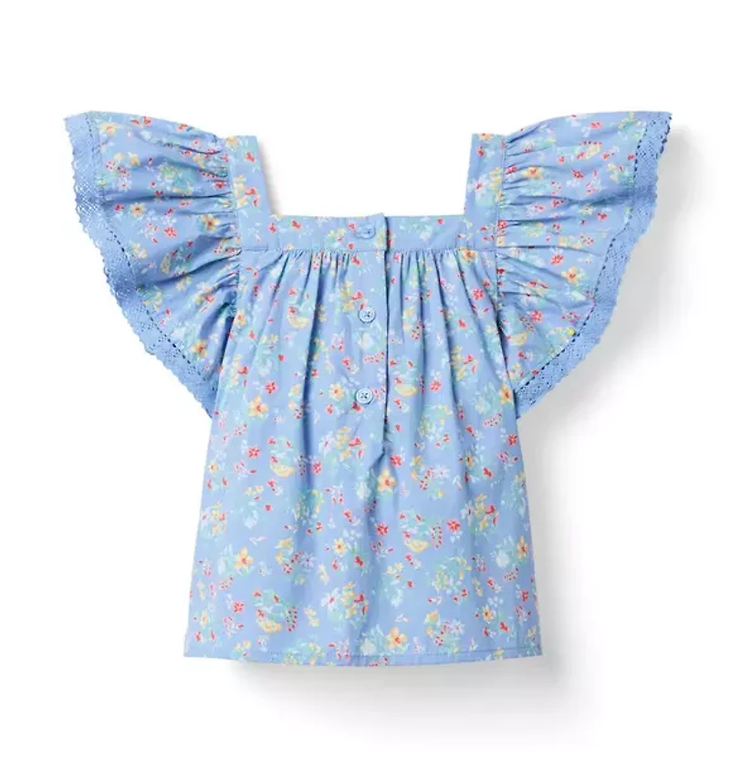 Floral Flutter Sleeve Top