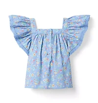 Floral Flutter Sleeve Top