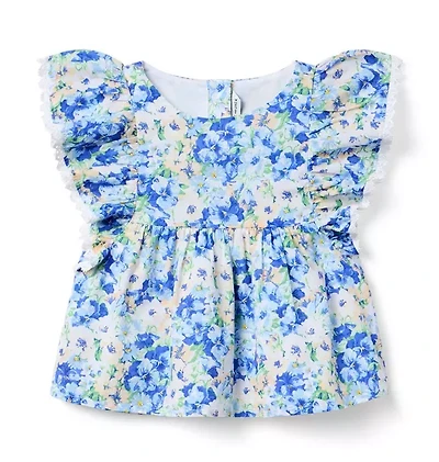 Floral Flutter Sleeve Top