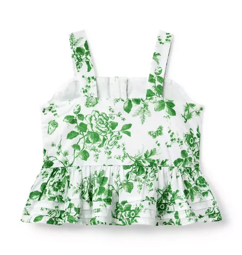 Floral Toile Pintuck Top