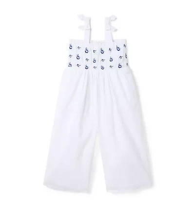 Embroidered Floral Wide Leg Jumpsuit