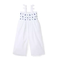 Embroidered Floral Wide Leg Jumpsuit