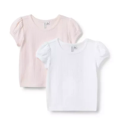 Pointelle Puff Sleeve Tee 2-Pack