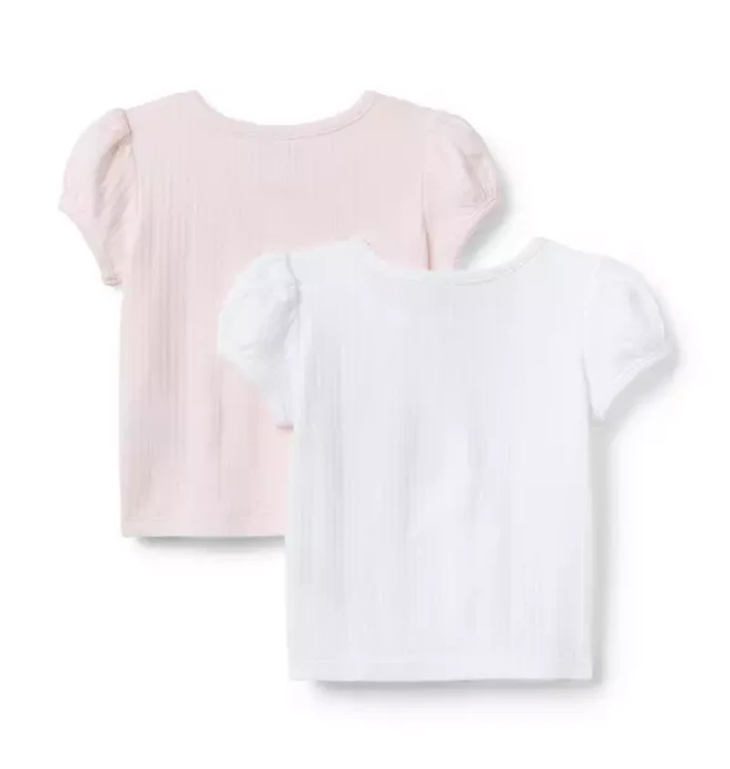 Pointelle Puff Sleeve Tee 2-Pack