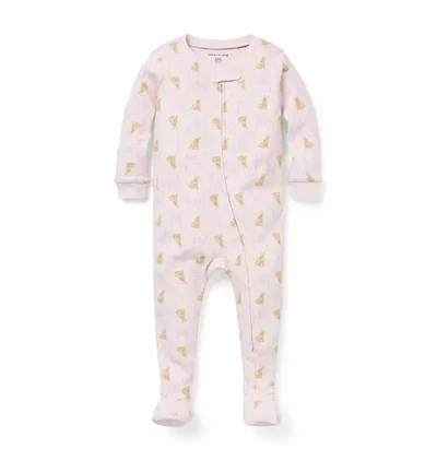 Baby Organic Cotton Bunny Bow Footed Pajama