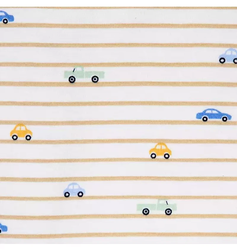 Baby Organic Cotton Striped Car Footed Pajama
