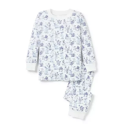 Organic Cotton Bunny Toile Pajama