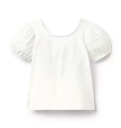 Crochet Trim Puff Sleeve Top