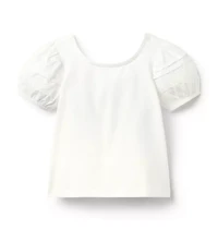 Crochet Trim Puff Sleeve Top