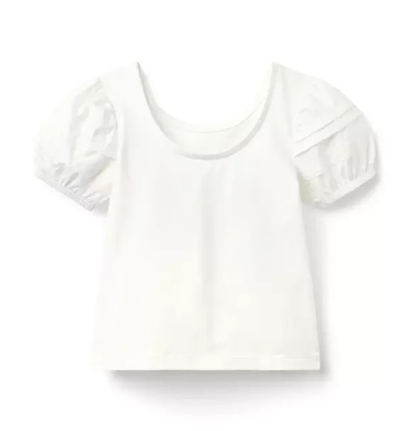 Crochet Trim Puff Sleeve Top