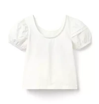 Crochet Trim Puff Sleeve Top