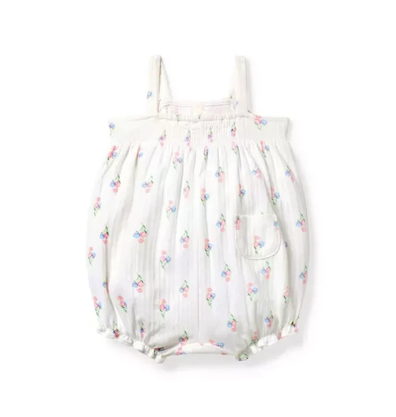 Baby Floral Pointelle Bow Romper