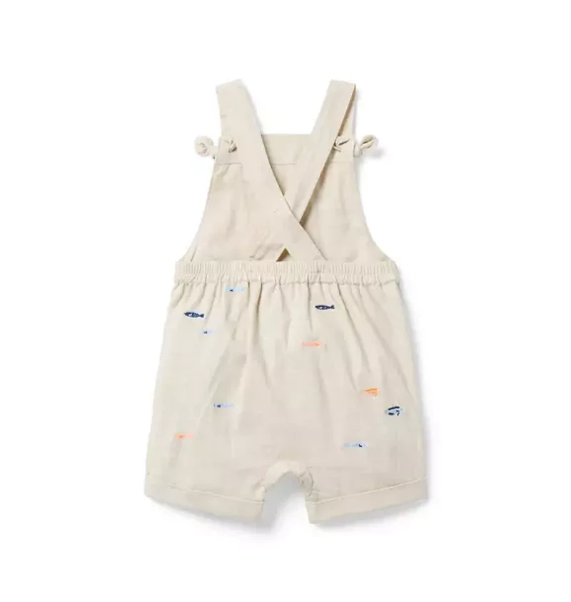 Baby Embroidered Fish Linen-Cotton Overall