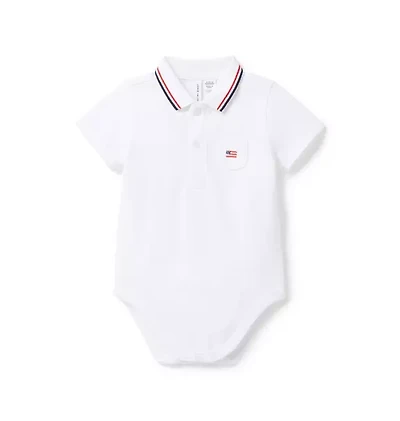 Baby Embroidered Flag Pique Polo Bodysuit