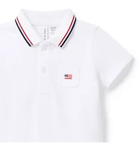 Baby Embroidered Flag Pique Polo Bodysuit