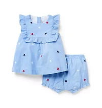 Baby Embroidered Stars Matching Set