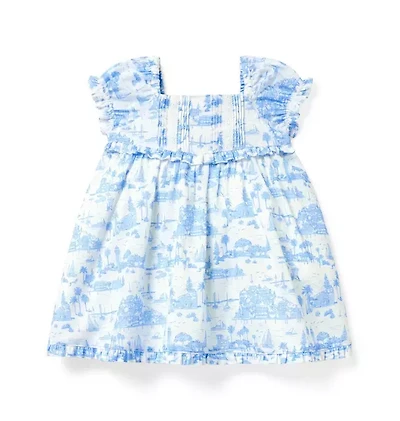 Baby Island Toile Ruffle Dress