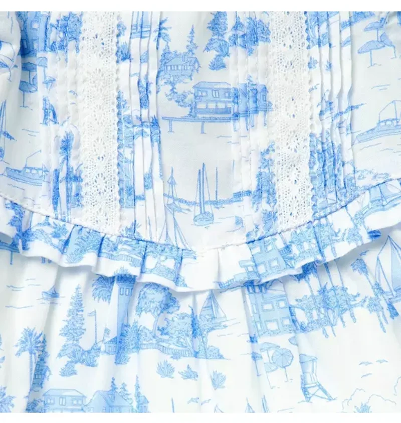 Baby Island Toile Ruffle Dress