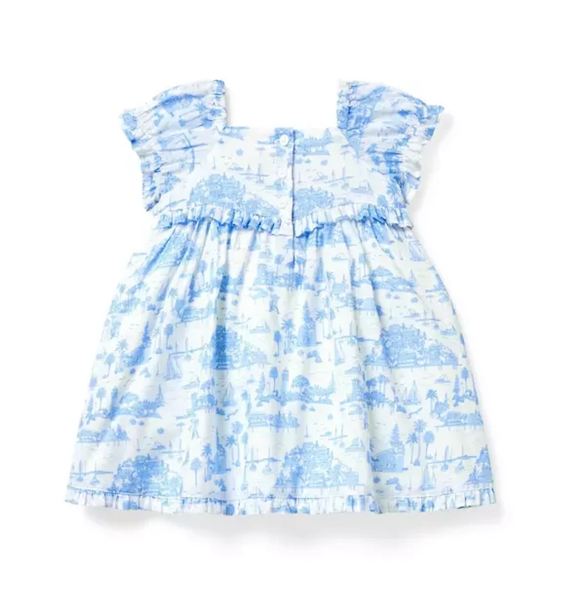 Baby Island Toile Ruffle Dress