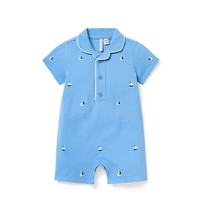Baby Embroidered Sailboat Romper