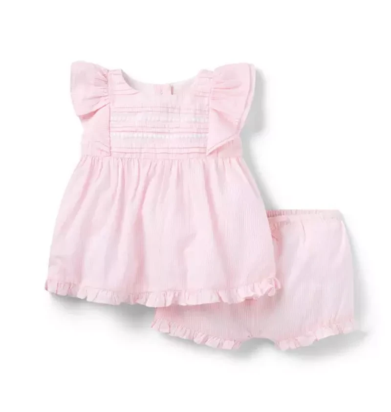 Baby Striped Pintuck Matching Set