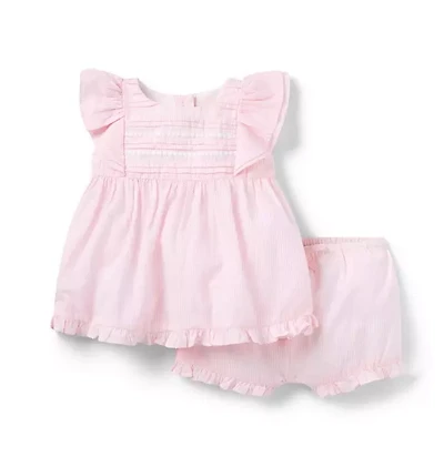 Baby Striped Pintuck Matching Set