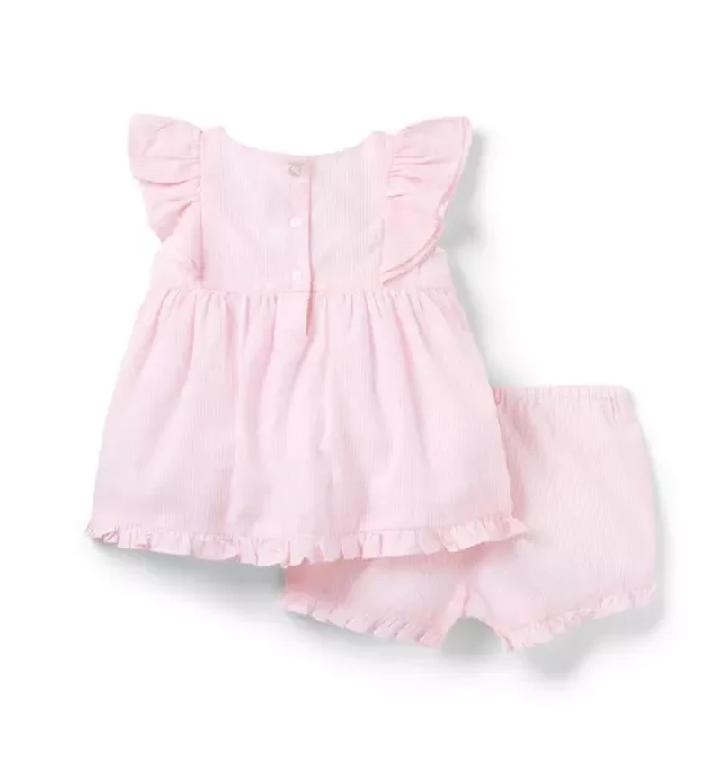 Baby Striped Pintuck Matching Set