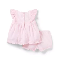 Baby Striped Pintuck Matching Set