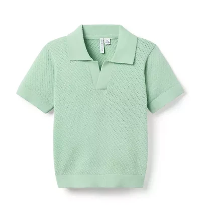Relaxed Collar Textured Knit Polo