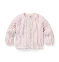 Baby Lace Trim Cable Knit Cardigan