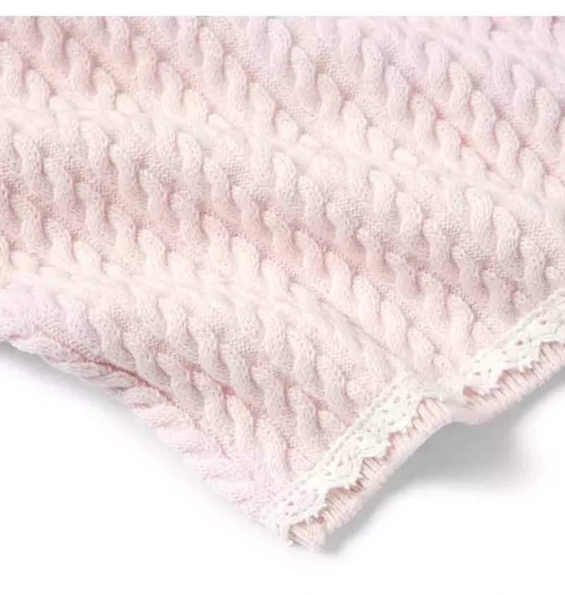 Baby Lace Trim Cable Knit Cardigan