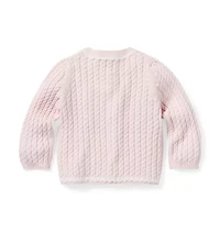 Baby Lace Trim Cable Knit Cardigan
