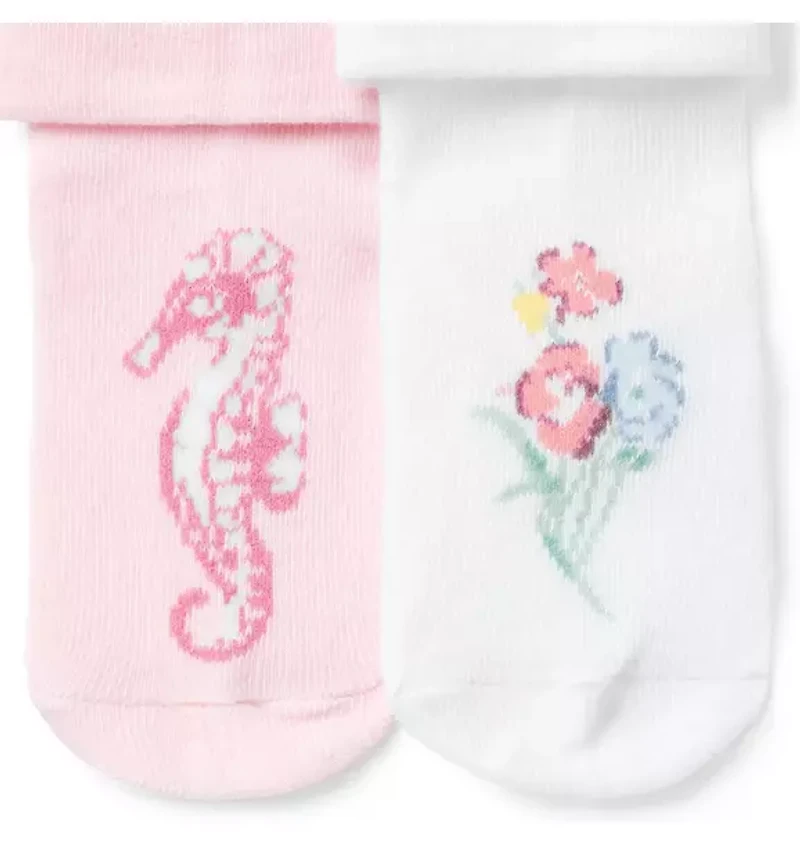 Baby Seahorse And Floral Sock 2-Pack