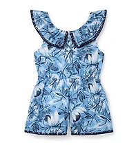 Tropical Leaf Belted Romper