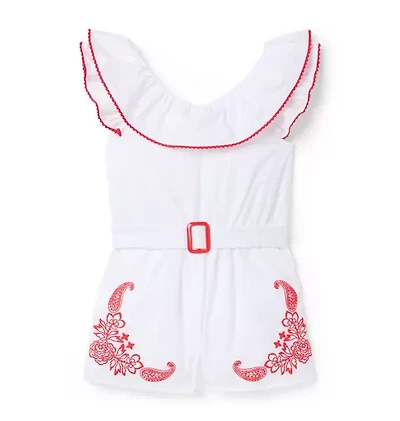 Embroidered Paisley Romper