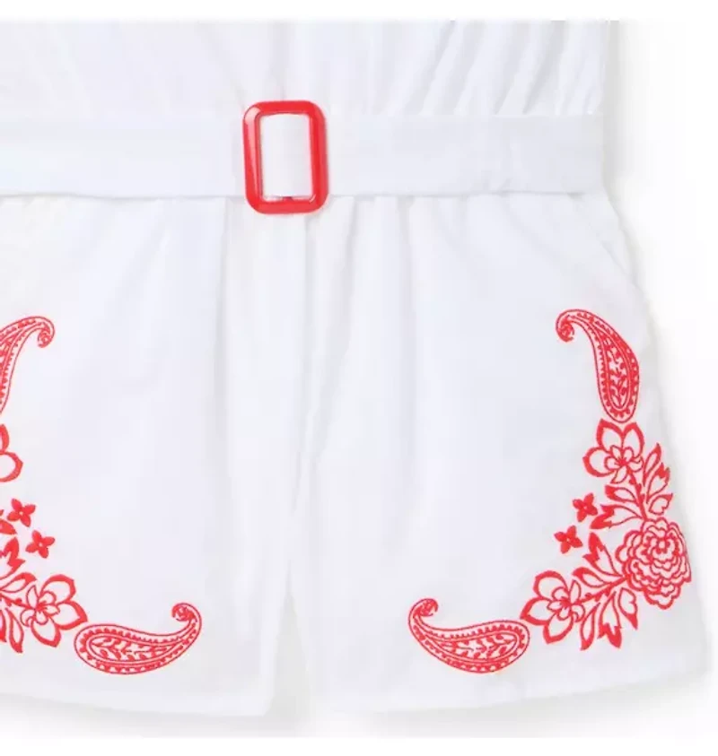 Embroidered Paisley Romper