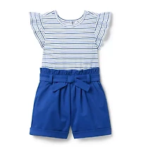 Striped Paperbag Waist Romper