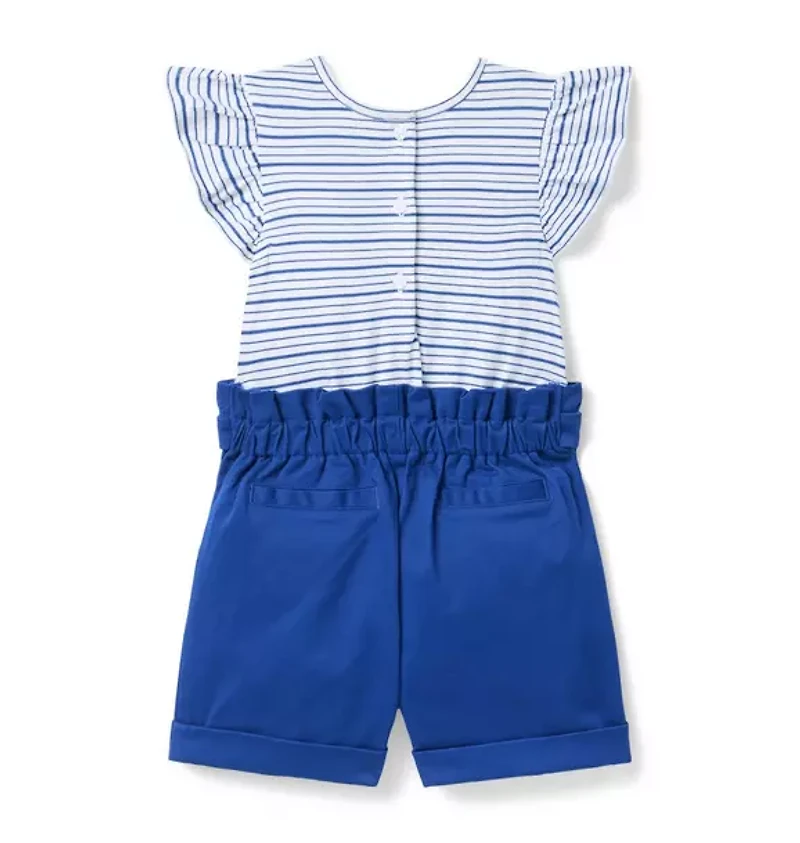 Striped Paperbag Waist Romper