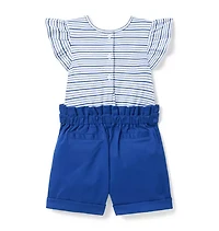 Striped Paperbag Waist Romper