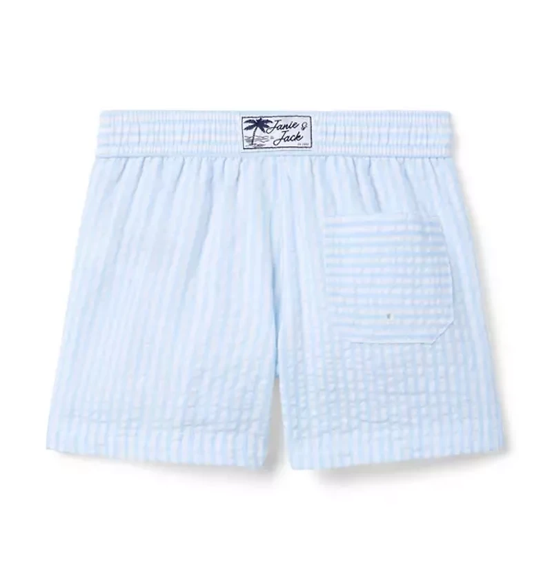 Seersucker Striped Swim Trunk